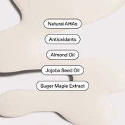 ST.SAJ Glow Cleanse key ingredients - Natural AHAs, Antioxidants, Almond Oil, Jojoba Seed Oil, Sugar Maple Extract