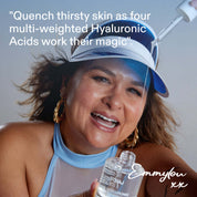 ST.SAJ Emmylou recommending Hyaluronic Smoothing Complex - quench thirsty skin as four multi-weighted Hyaluronic Acids work their magic