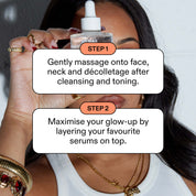 ST.SAJ Hyaluronic Smoothing Complex two-step how to use - massage onto face neck and décolletage after cleansing and toning, then layer serums on top