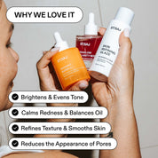 ST.SAJ Clarity Trio - why we love it, brightens and evens tone, calms redness, refines texture and reduces pores