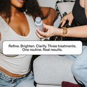 ST.SAJ Clarity Trio - two models holding Skin Refining Glaze, three treatments one routine