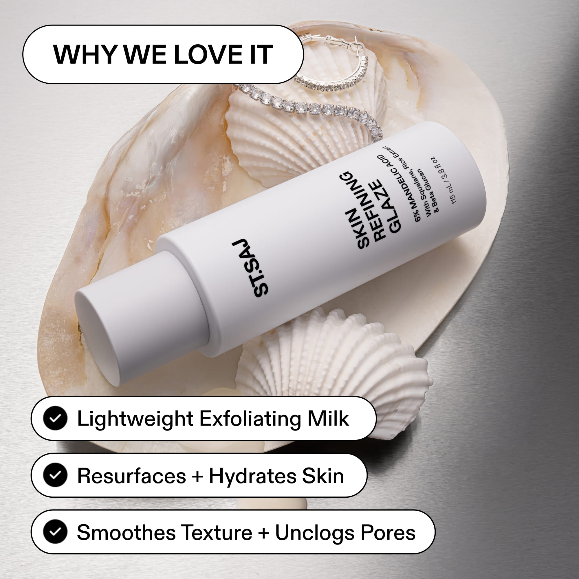 ST.SAJ Skin Refining Glaze - why we love it, lightweight exfoliating milk, resurfaces and hydrates skin