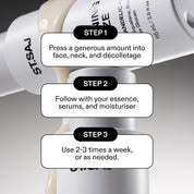 ST.SAJ Skin Refining Glaze three-step how to use - apply to face neck décolletage, follow with routine, use 2-3 times a week