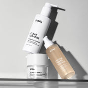 ST.SAJ Starter Routine - Clear Cleanse, Peptide Power Essence and Supreme Skin 7 product flat lay