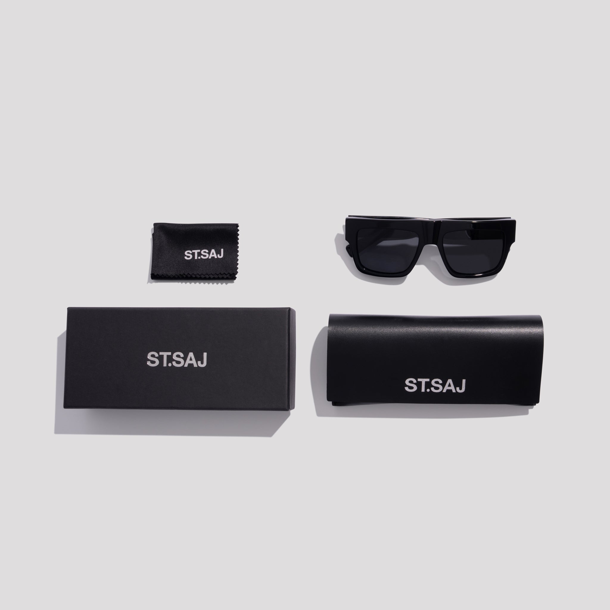 ST.SAJ SS01 Oversized Polarised Sunglasses in Matte Black Acetate”