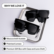 ST.SAJ SS01 Oversized Polarised Sunglasses in Matte Black Acetate”