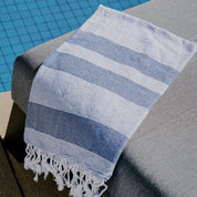 TOWEL-NAVYBLUE: ST.SAJ Poolside Turkish Towel in Navy Blue