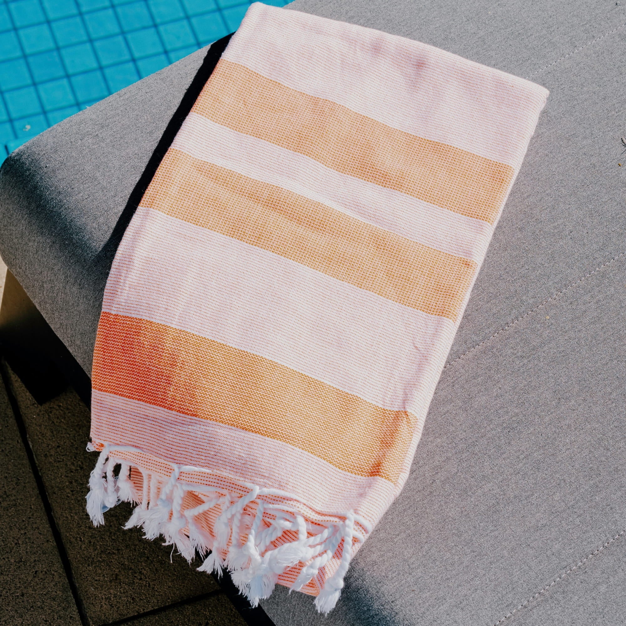 TOWEL-ORANGE: ST.SAJ Poolside Turkish Towel in Orange