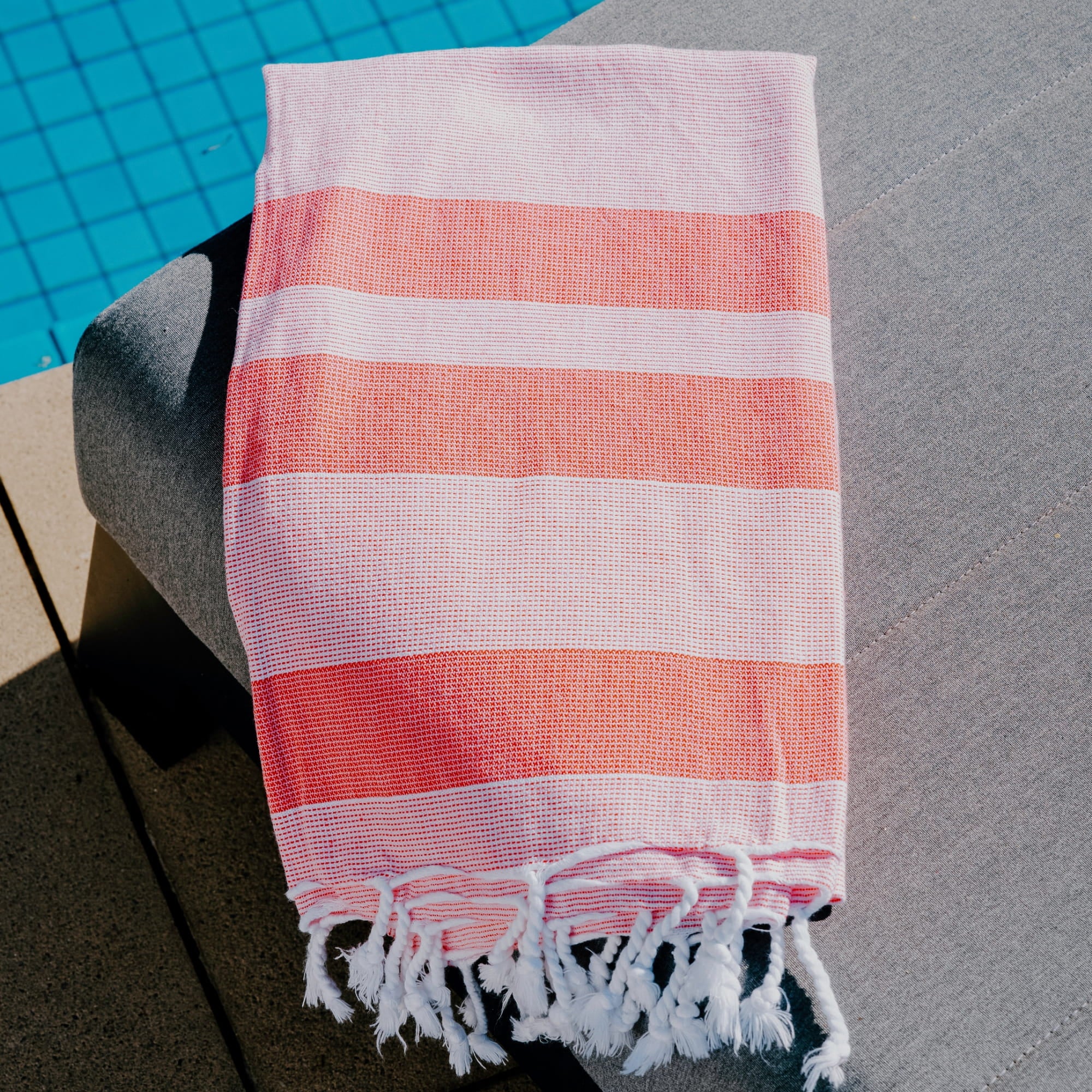 TOWEL-RED: ST.SAJ Poolside Turkish Towel in Red