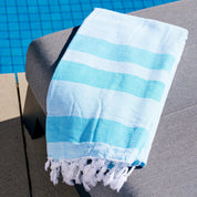 TOWEL-TURQUOISE: ST.SAJ Poolside Turkish Towel in Turquoise