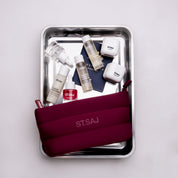 ST.SAJ Mini Cloud Bag with travel size skincare minis