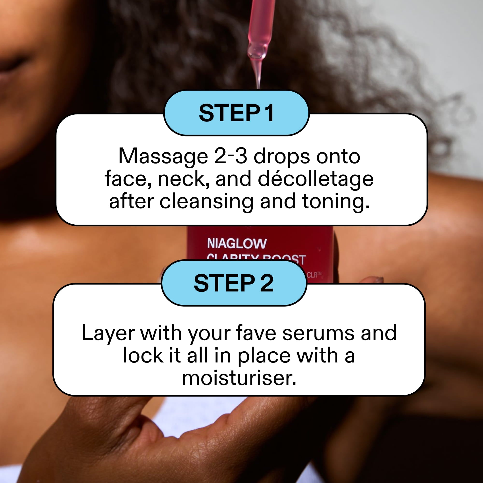 How to use ST.SAJ NiaGlow Clarity Boost mini serum in two steps